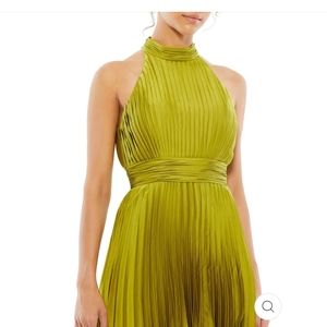 Ienna for Mac Duggal Apple Green Pleated Halter Mini Dress